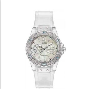 Guess Women's Clear Silicone Strap Watch 39mm